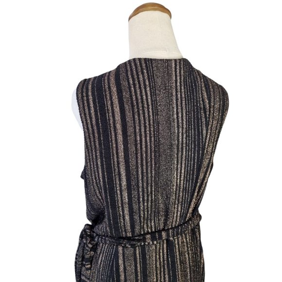 City Chic Plus Size Medium (18) Maxi Wrap Dress Evening V Neck Black and Gold - Picture 8 of 11